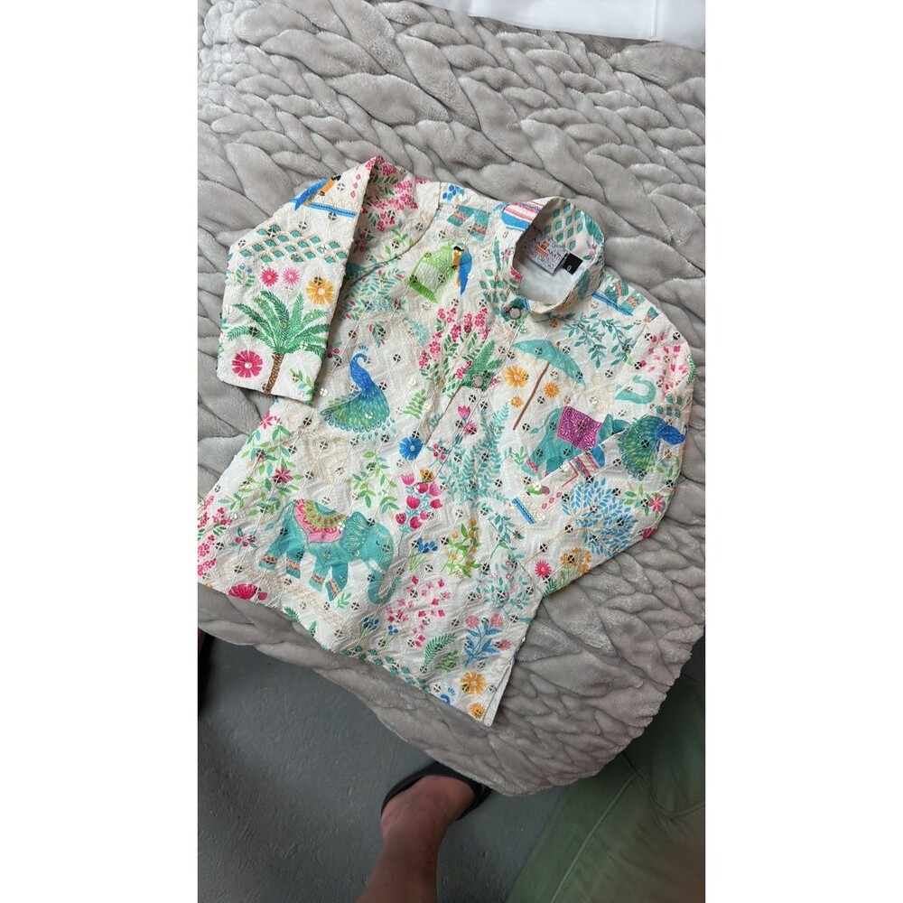 0121 Aagam Ethnics Embroidered Indian Fusion Kurta Shirt with Mirror Work